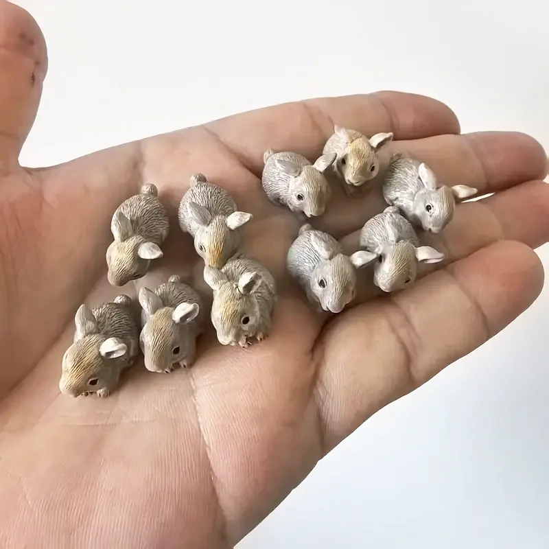 Миниатюры кроликов из резины 10 шт