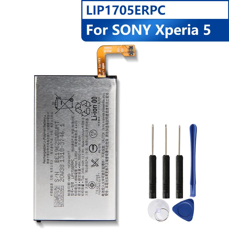 Сменная батарея для телефона LIP1705ERPC для SONY Xperia 5, перезаряжаемая батарея 3140 мАч с бесплатными инструментами Сменная батарея для телефона LIP1705ERPC для SONY Xperia 5, перезаряжаемая батарея 3140 мАч с бесплатными инструментами