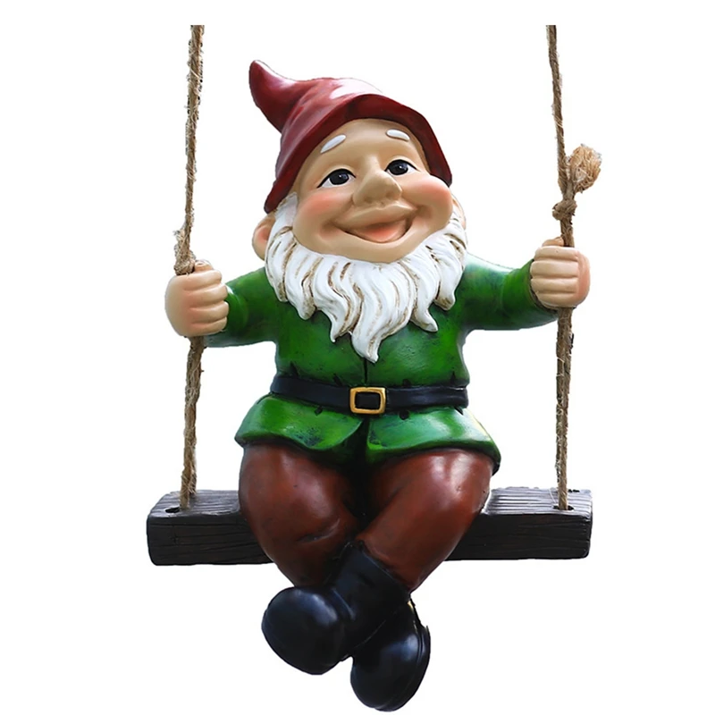 

Garden Outdoor Hanging Swing Gnome Statue Waterproof Resin Decorative Statue Resin Tree Ornament Decorative Gift