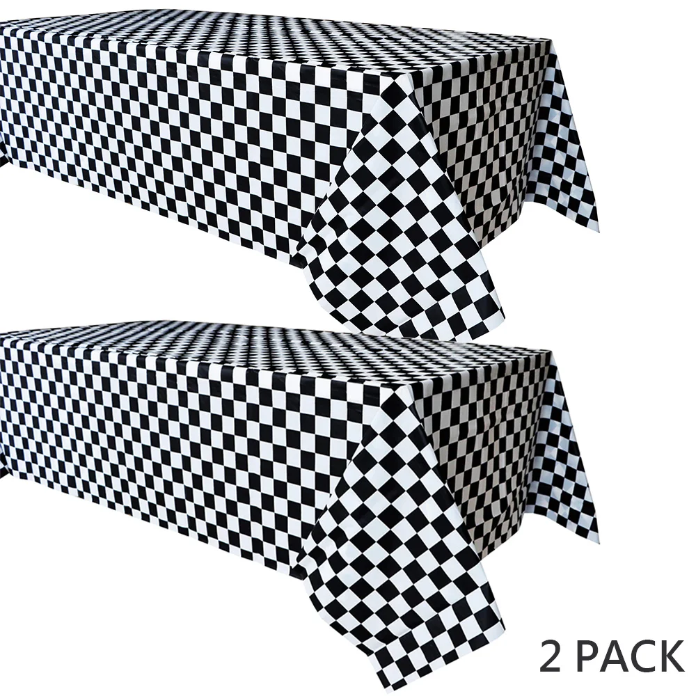 

2pack Black and White Checkered Tablecloth Race Car Themed Birthday Decoration Racing Party Supplies for Boys Girls