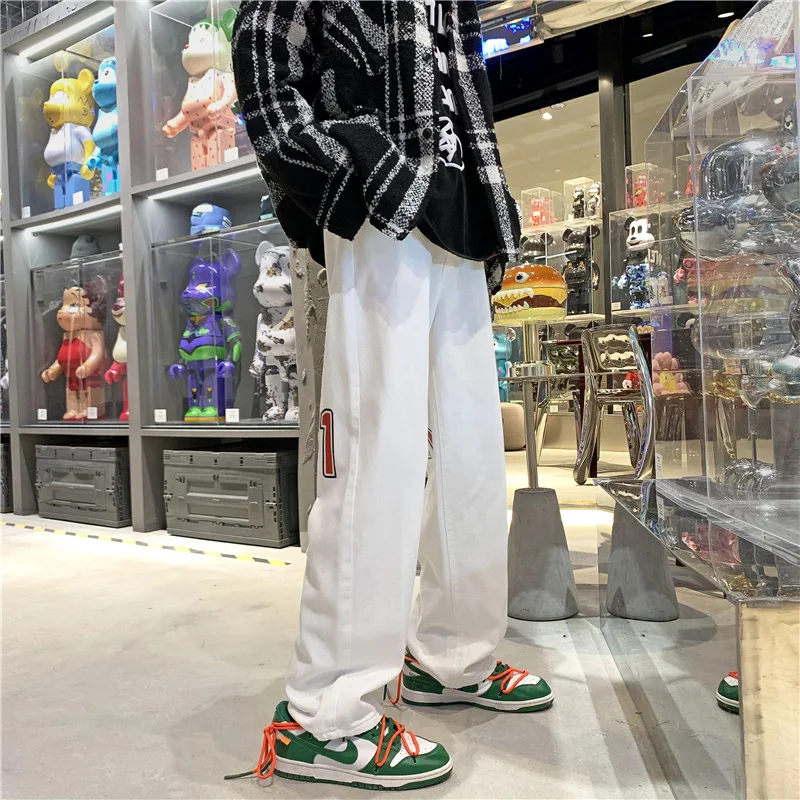 Four Seasons Men's Jeans Digital Printing Straight Casual Pants Fashion Street Y2k Men Jeans Trend Streetwear Men's Ins Hot Sale