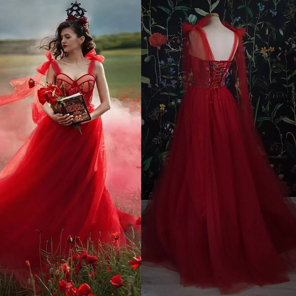 

Кружевное платье-бюстье с вышивкой в стиле бохо, трапециевидный тюлевый корсет для выпускного вечера, для особых случаев