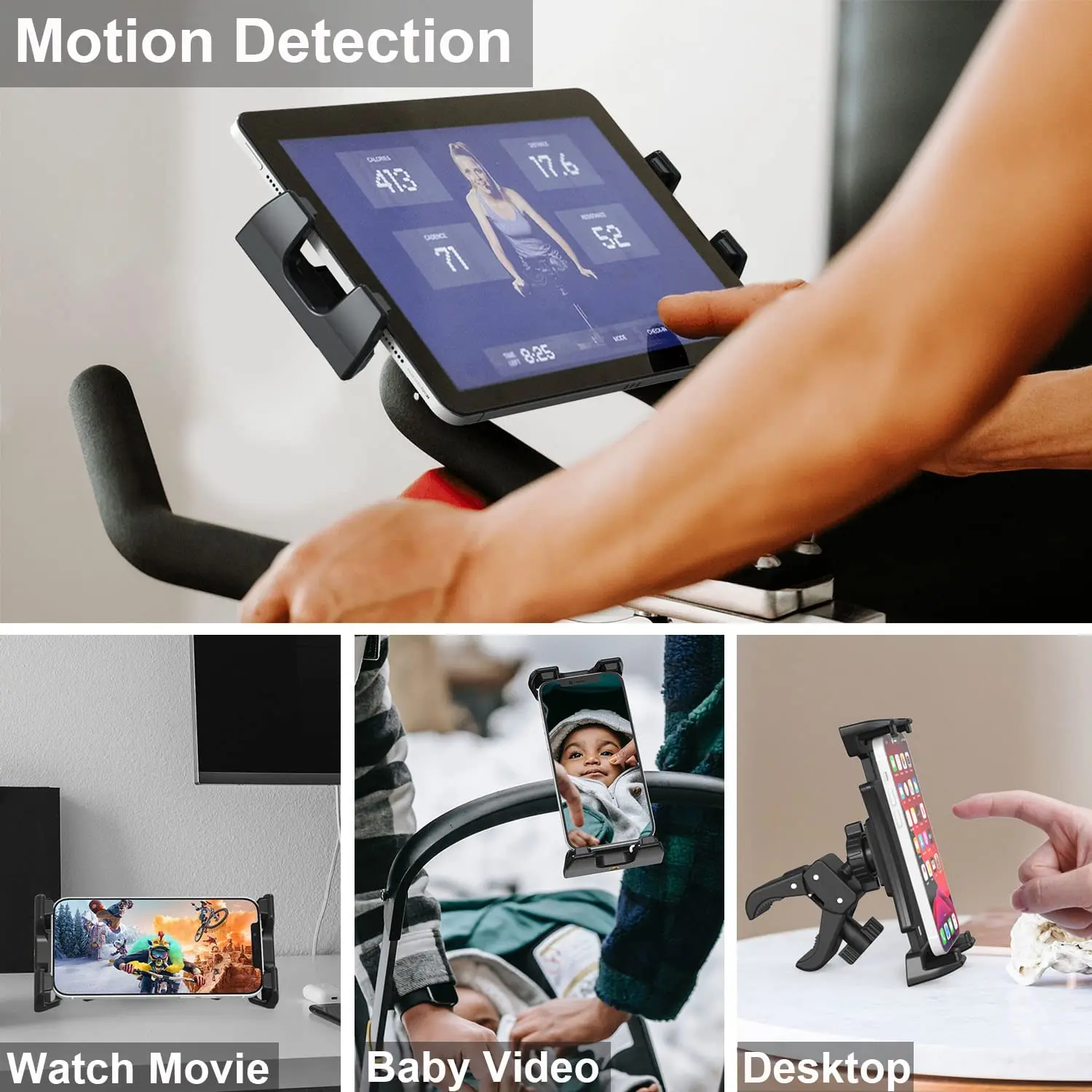 Bikes Tablet Holder 4-12 inch Treadmill Flexible Mount Bicycle Bracket Handlebar Stand Support For iPad Samsung Xiaomi
