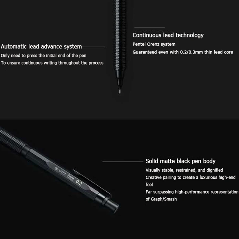 Фото Pentel Professional Карандаш ORENZNERO 0.2 | 0.3 | 0,5 мм малогабаритные автоматические карандаши для выброса свинца, принадлежности для точного рисования №3