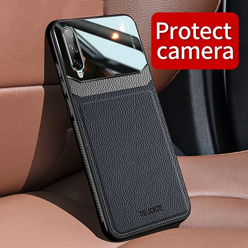 

Shockproof Phone Case for Huawei Honor 30 30S Leather Mirror Tempered Glass Back Cover for Honor 30 Honor 30S Protect CASE