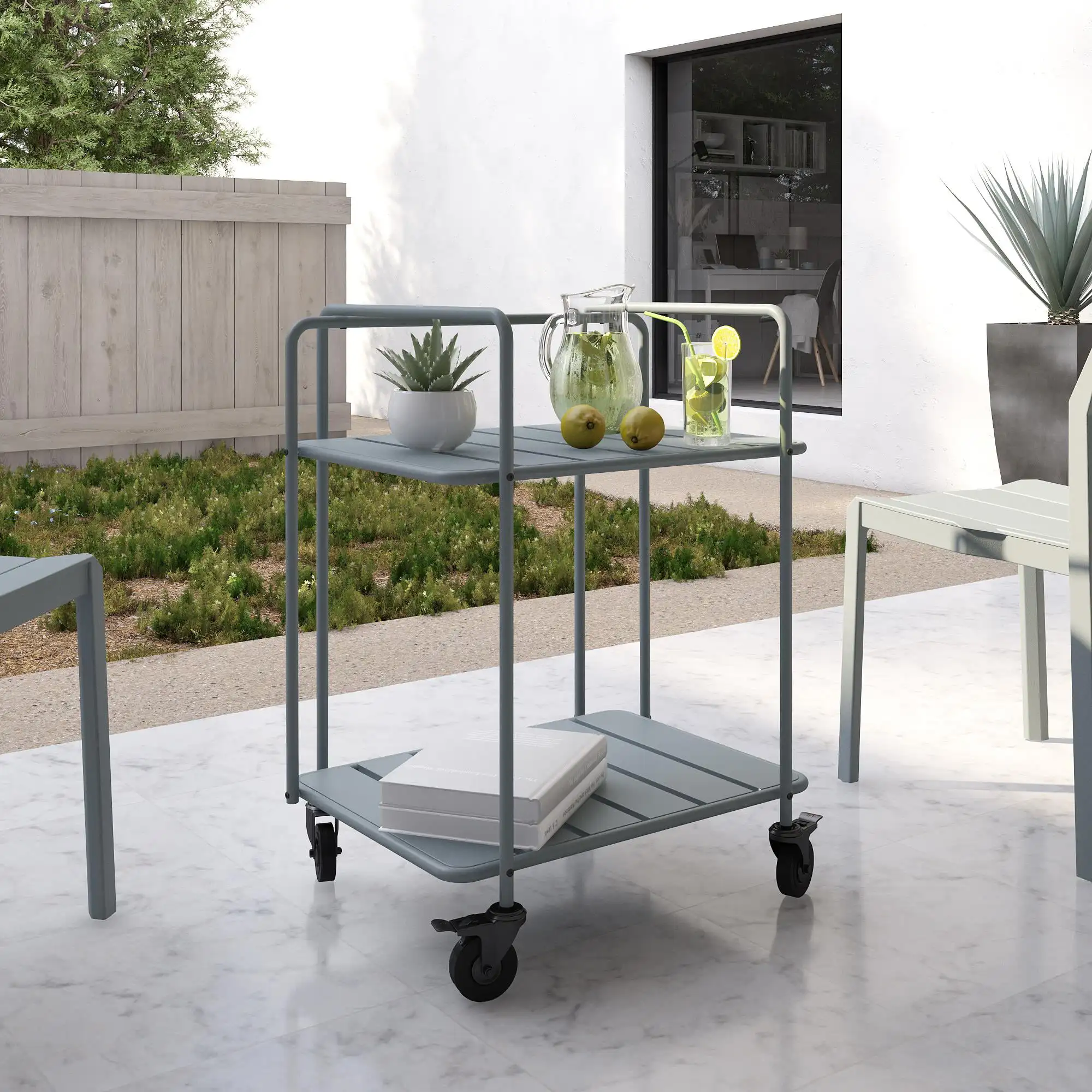 

Poolside Gossip Collection, Penelope Outdoor/Indoor Cart, Gray