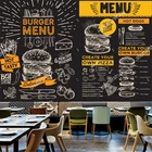 Настенная самоклеящаяся 3D фотобумага с изображением бургеров, рисунок вручную, для ресторана, быстрого питания, промышленный декор, Настенная бумага
