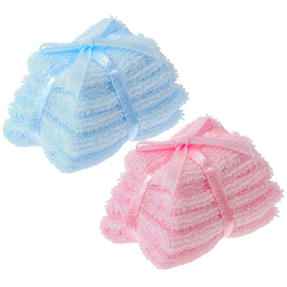 

2 Pcs Dollhouse Bath Towel Cutip Bathroom Towels Mini Decorations Decorate Cute Miniature Cloth Statues Cutips