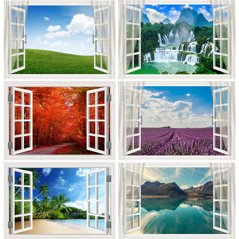 

SHUOZHIKE Outside The Window Natural Scenery Photography Background Indoor Decorations Photo Backdrops Studio Props CHFJ-06