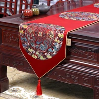 proud rose chinese style satins table runners classical red embroidery table flag decoration for wedding party with tassels