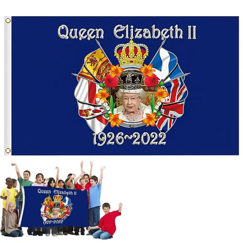 

British Union Jack Mourning Flag 1952-2022 Polyester Queen Elizabeth II Commemoration Flag Queen Elizabeth II Memorial Service