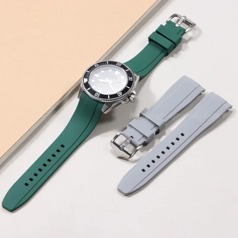 Силиконовый ремешок для Seiko for Citize с изогнутым концом часов Omega Swatch Rolex мужской
