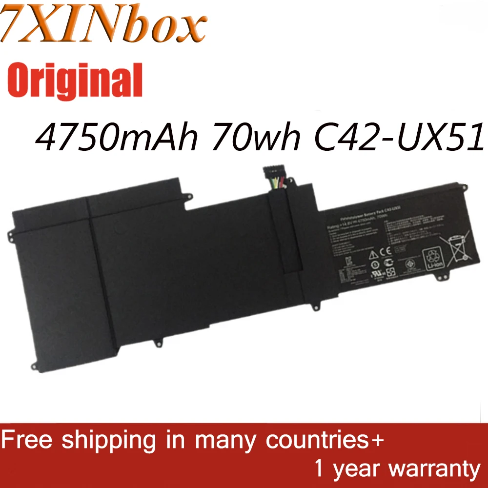 

7XINbox 14.8V 4750mAh 70wh C42-UX51 Laptop Battery For ASUS ZenBook U500 U500V U500VZ UX51 UX51V UX51VZ Tablet