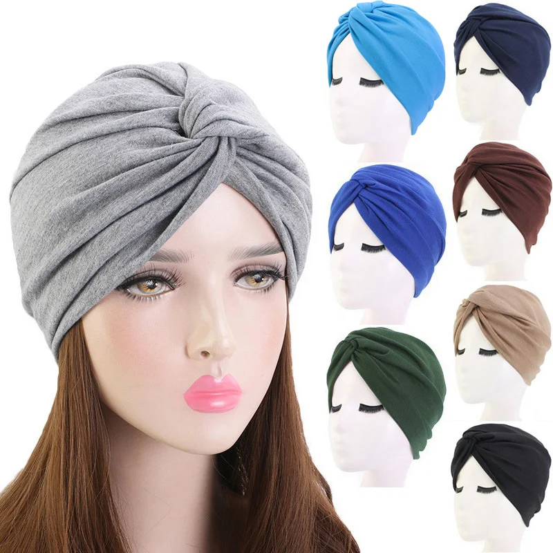 

Knot Twisting Hijab Headscarf Headscarves Ladies Summer Turbans Turban Muslim Woman 2022 Clothing Accessories Soft Cotton Bonnet
