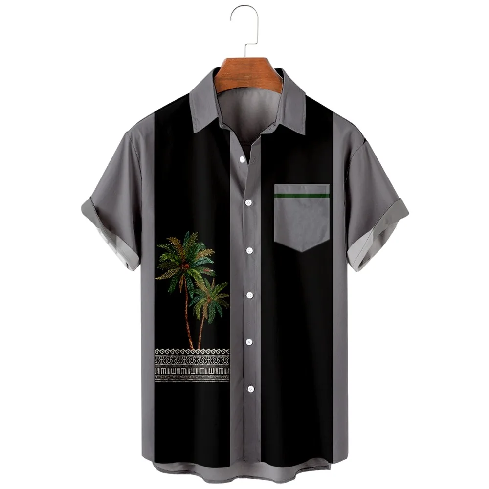 

2022 Fashion Casual Hawaiian Beach Shirts, Coconut Vacation Island Vintage Prints, Summer Pocket Shirts for Men and Women