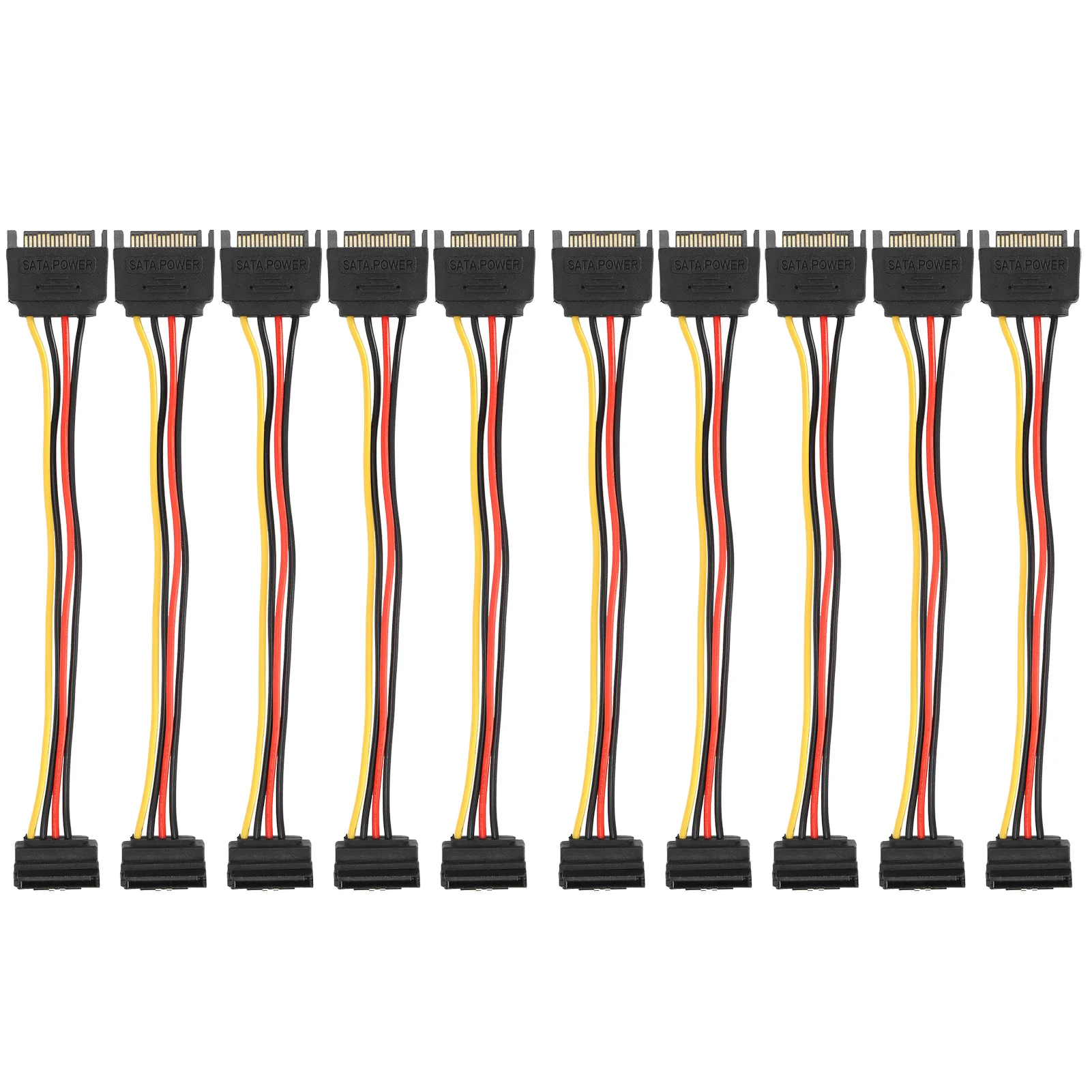 

10Pcs SATA Power Cord 15Pin Male to Female SSD HDD Elbow Extension Cord with Shrapnel for Data Transmission