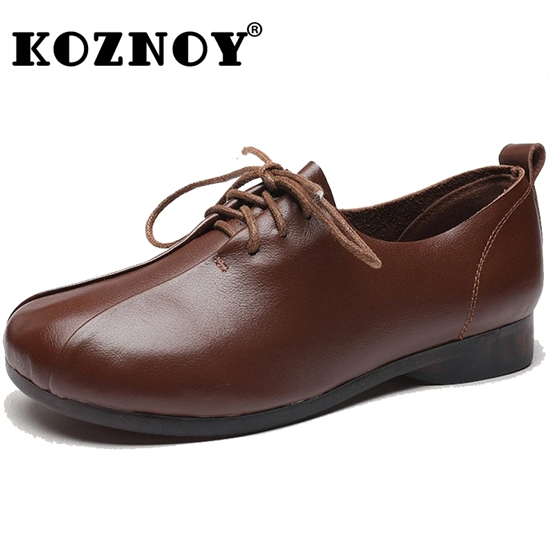 Винтажные туфли из натуральной кожи с круглым носком и нескользящей подошвой |