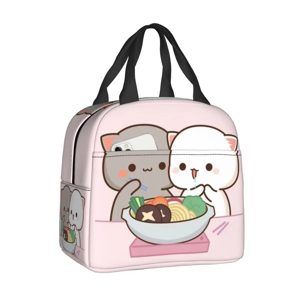 

Cartoon Mochi Cat Peach And Goma Lunch Box Women Resuable Leakproof Cooler Thermal Food Insulated Lunch Bag Kids School Children