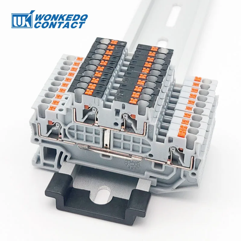 

5Pcs PTTB1.5/S-PV Double-Level Equipotential Bonder Push-In PT 1.5mm² Connector Electrical Din Rail Terminal Block PTTB 1.5-PV