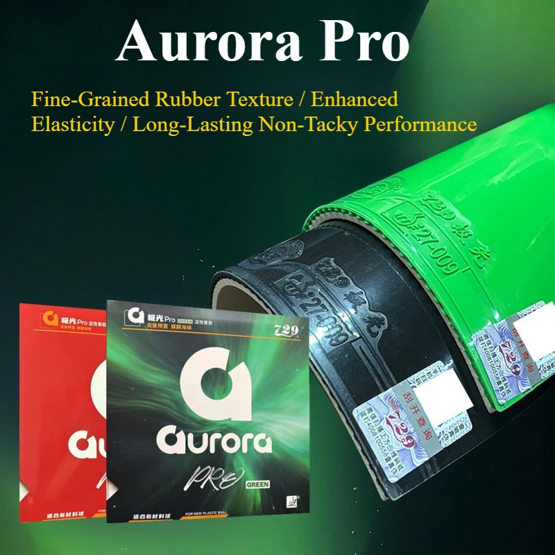 Фото Накладка для настольного тенниса 729 Friendship Aurora Pro Green, нелипкая, с шипами внутрь, с губкой Kylin, одобрена ITTF №2