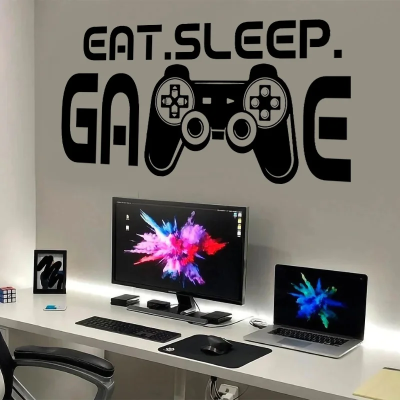 

Eat Sleep Game Wall Sticker Vinyl Art Interior Decor Home Kids Boys Teens Gamer Room Decals Controller Video Game Mural Z564