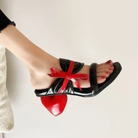 sweet design summer shoes women flip flops leather sandals bowtie fashion sandals open toe high heel party dress casual shoes