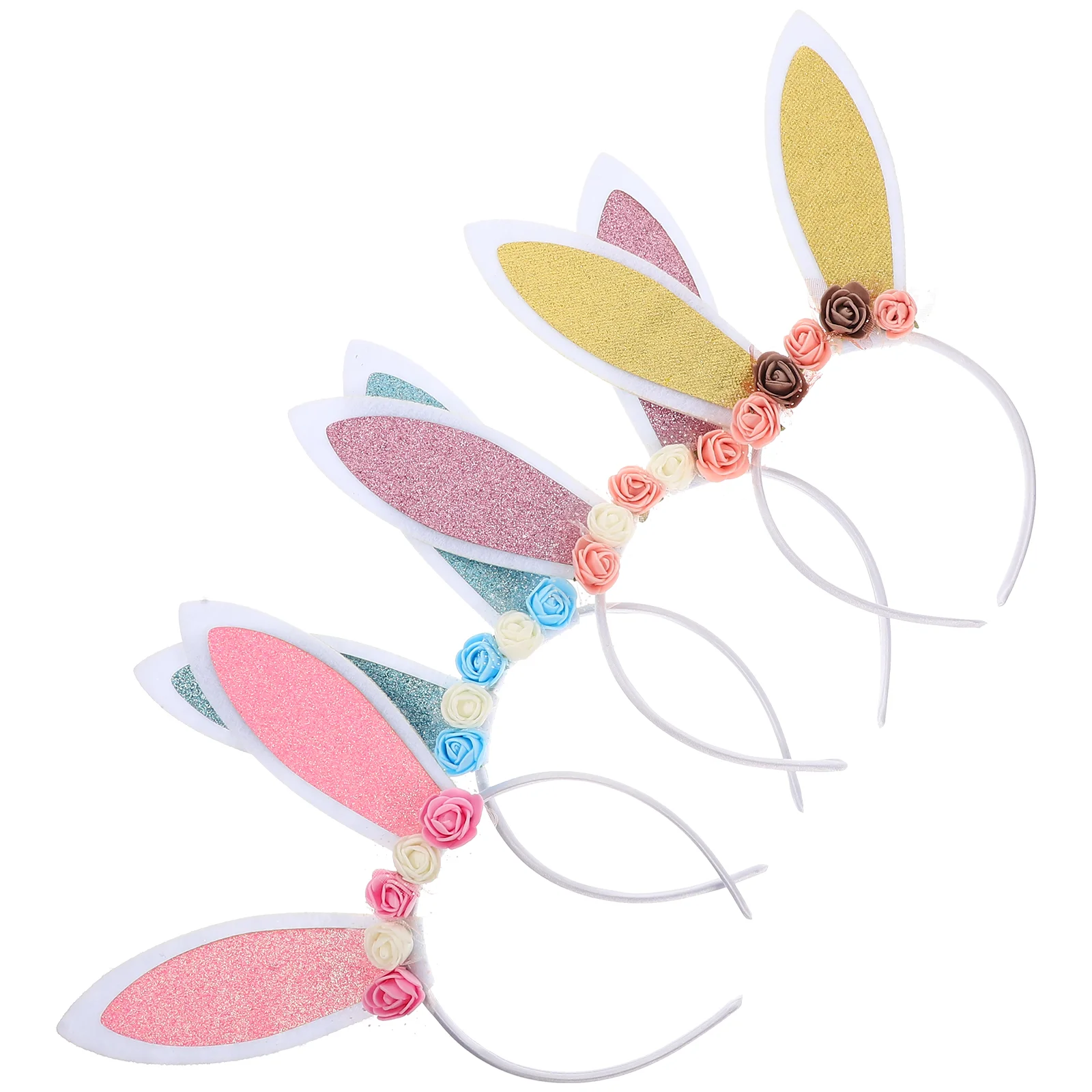 

4Pcs Rabbit Ears Hairband Flower Bunny Ears Hairband Easter Party Headbands
