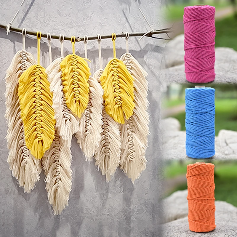 100 м 4 мм шнур для макраме хлопковая веревка поделки цветной с нитью витой шпагат