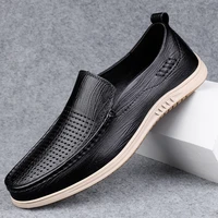 summer mens casual leather shoes luxury slip on classic moccasins breathable male loafers fashion oxford office flat shoes 2022