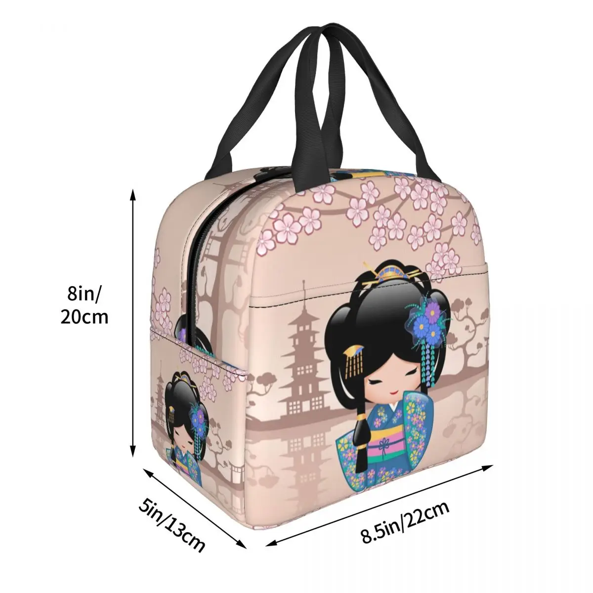 Пользовательские японские куклы Кико Кокеши с принтом изолированные сумки для