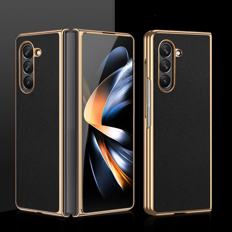 

Luxury Leather Texture Folding Case for Samsung Galaxy Z Fold 5 Shockproof Protective Leather Case