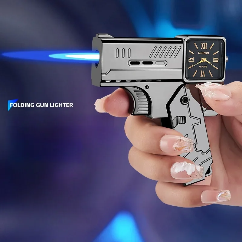 Креативный складной пистолет настоящие часы ветрозащитный струйный пламя