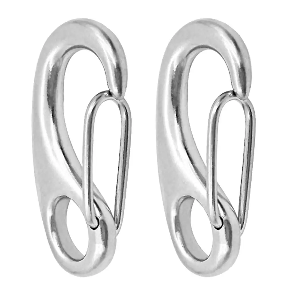 

2x Heavy Duty Boat Gate Spring Clip Snap for Sailboat Halyard Yacht Silver