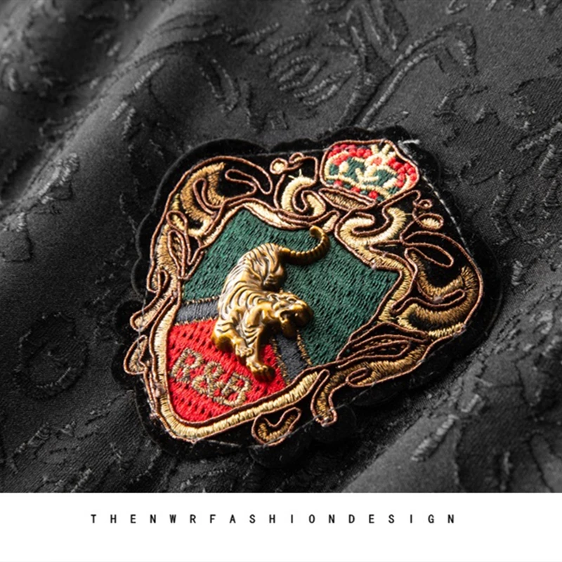 Роскошная жаккардовая футболка в европейском стиле с коротким рукавом Мужская