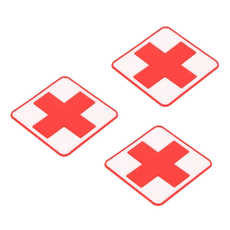 

3X Outdoor First Aid PVC Red Cross Hook Badge Patch