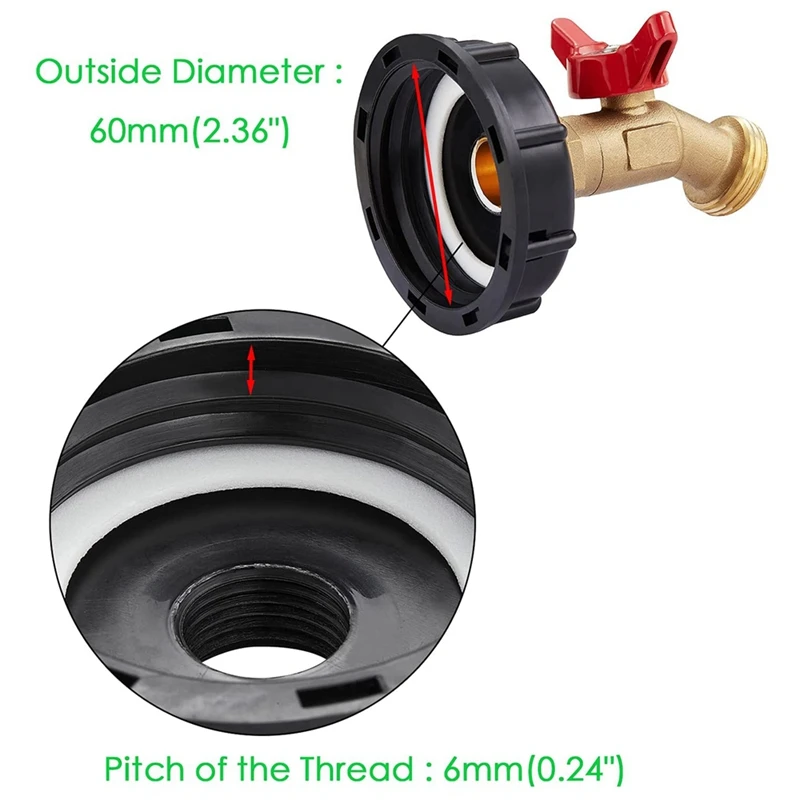 Адаптер для чемодана IBC на 275 330 галлонов 2 дюйма + бессвинцовый кран запорного