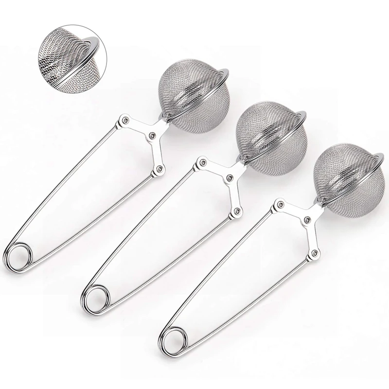 

3 Pack Snap Ball Tea Strainer Stainless Steel Tea Strainer with Handle for Loose Tea Fine Mesh Tea Balls Filter Infusers