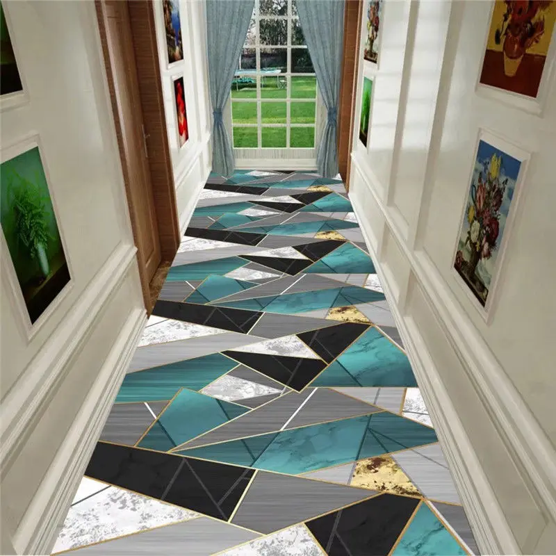 

Geometric Living Room Rug Long Corridor Corridor 3D Rug Bedroom Kitchen Mat Rug Flower Anti-Slip Door Mat