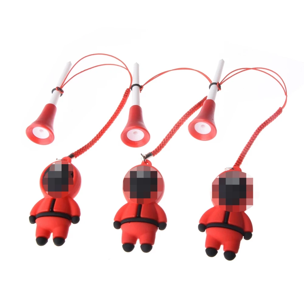 

1/3Pcs Golf Rubber Tees With 3D Squid Game Figures Mask Cartoon Pattern Prevent Loss Handmade Rope Golf Ball Holder Golf Gifts