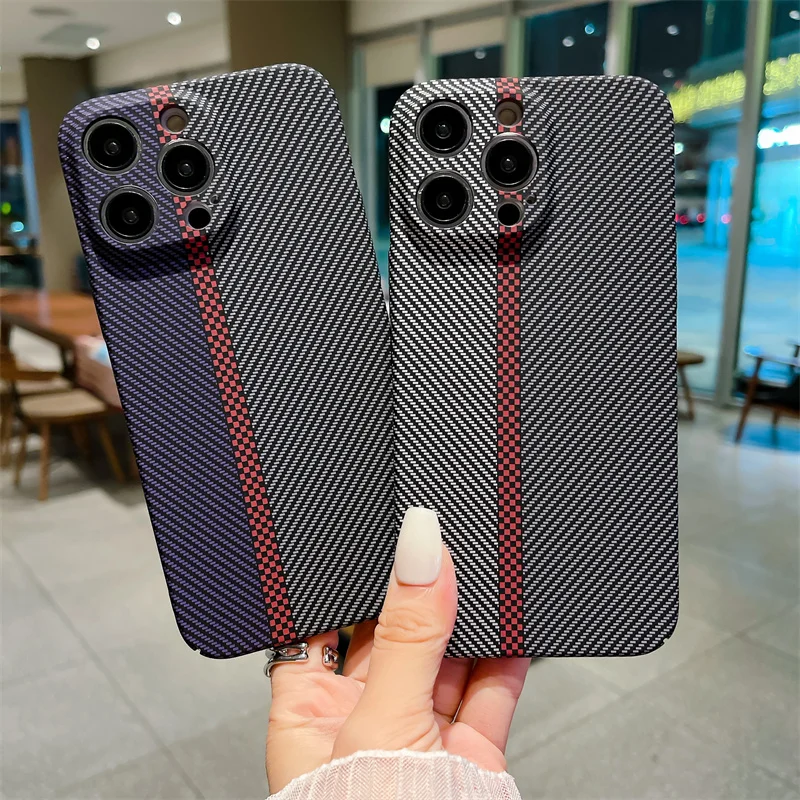 Чехол из углеродного волокна для iPhone 14 Pro Max 13 12 11