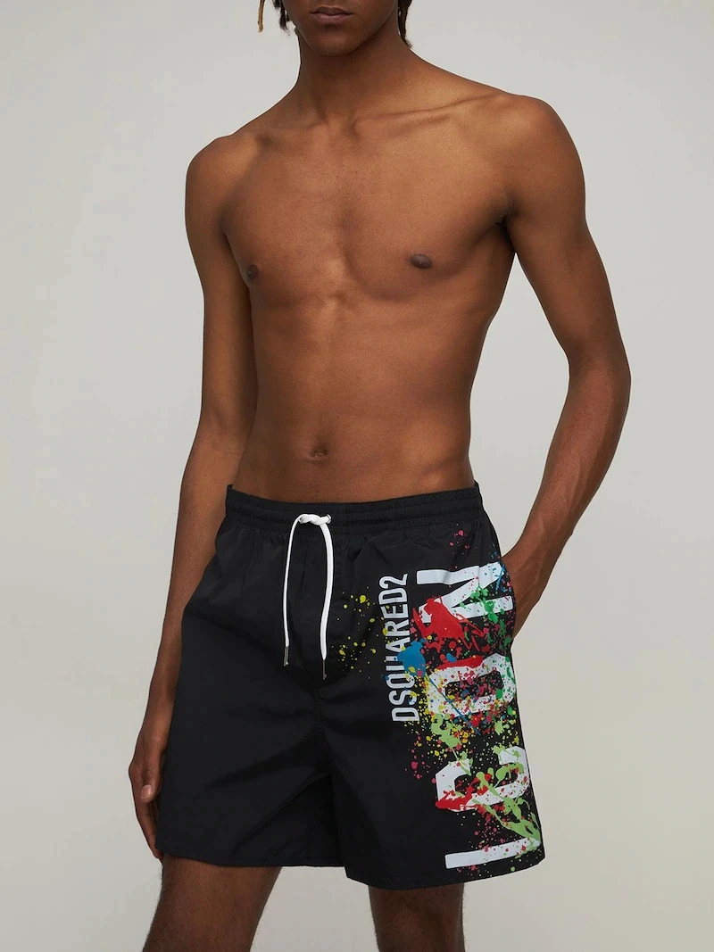 

New Dsquared2 ICON Printed Beach Shorts Women/Men Breathable Running Elastic Matching Surfing Pants Male Swimsuits OutWear