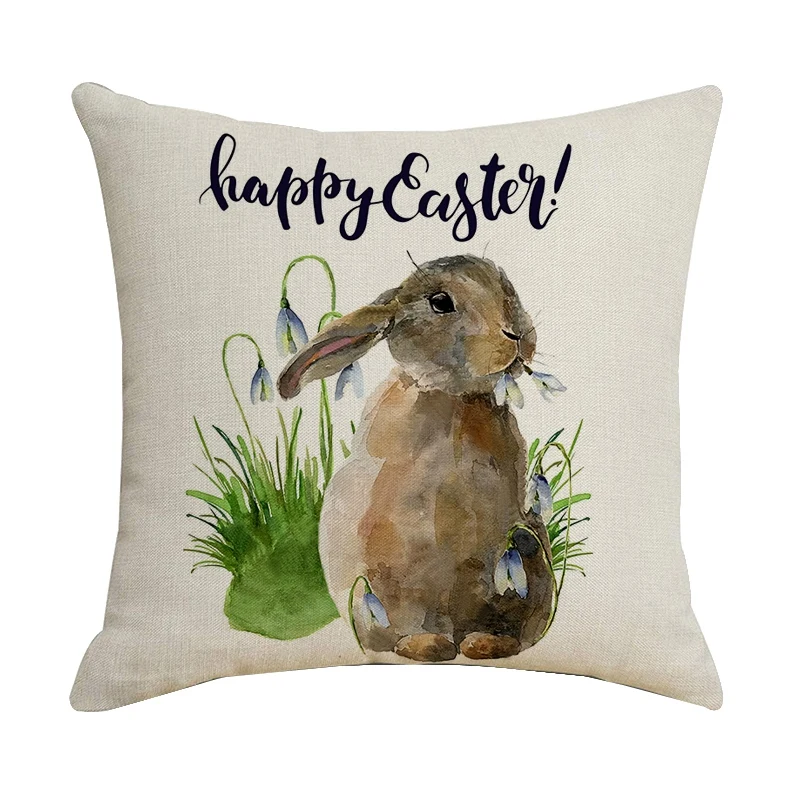

Счастливая Пасха, чехол, льняная подушка, чехол, украшение для гостиной, подушка, чехол для дивана, Автомобильная подушка, Чехол 45x45 см