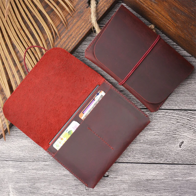 Vintage Leather Passport Holder Document Holder Layer Leather Boarding Card Wallet Men's Card Holder Passport Holder 1 Pcs