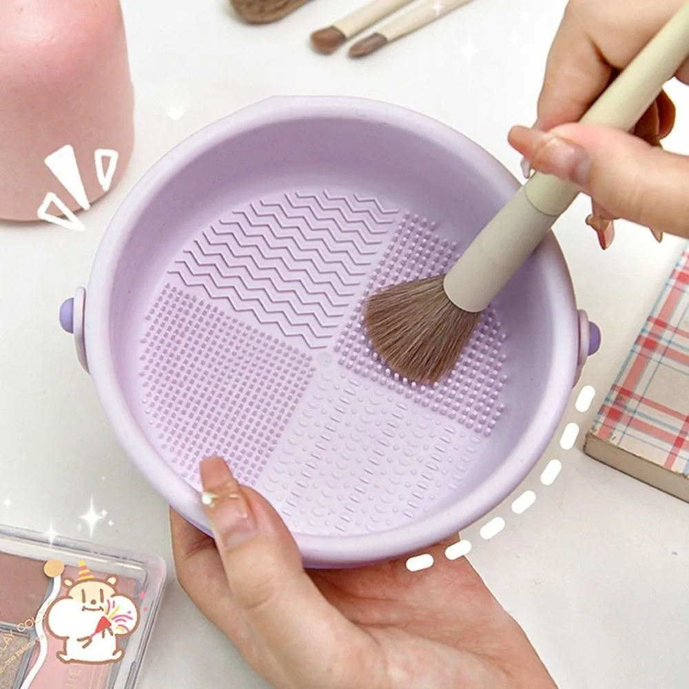 Силиконовая щетка для макияжа очиститель пудры чистящая чаша косметики