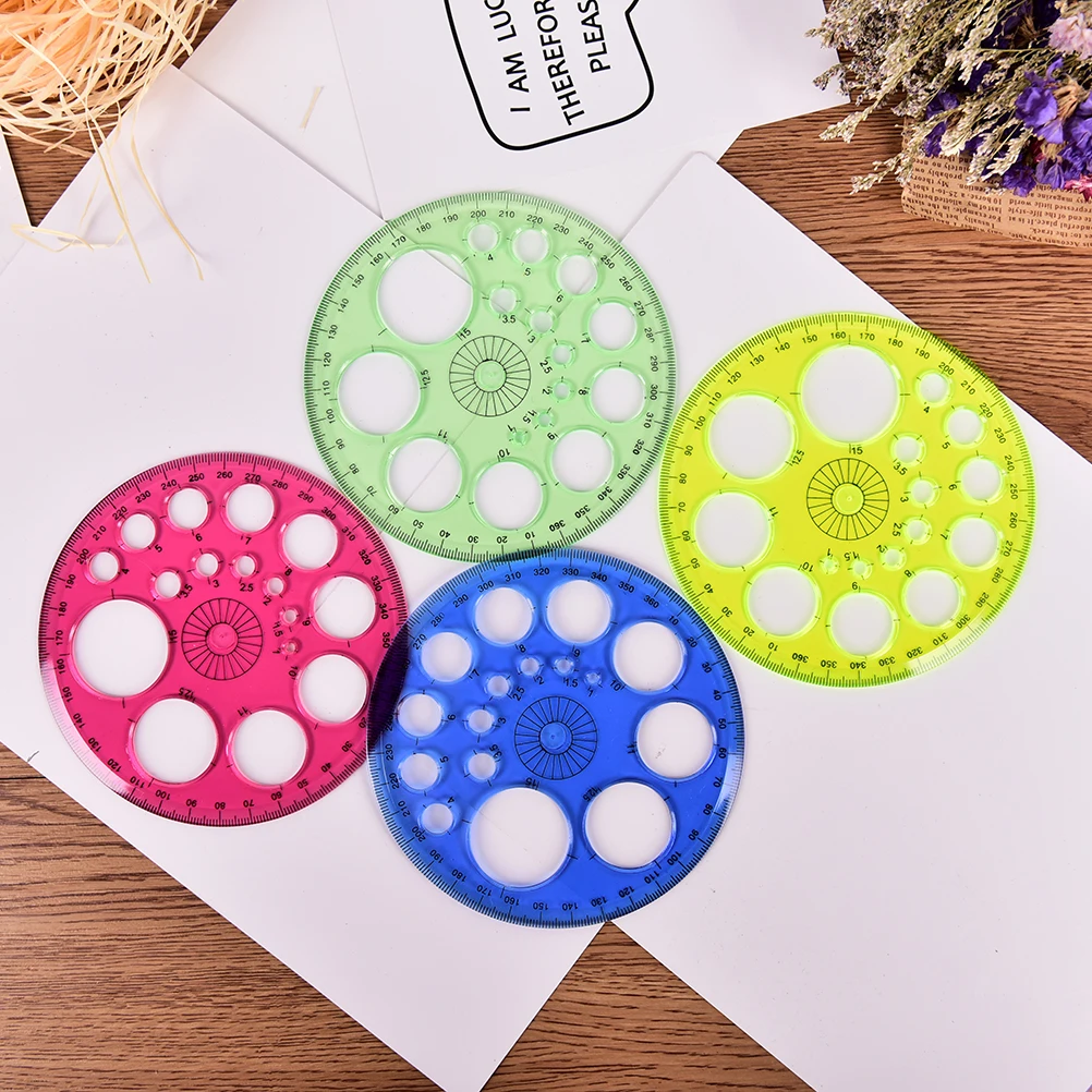 

1pcs Foot Diameter 11.5cm 360 Degree Circular High-grade Patchwork Ruler Optional Four-color Stationery Rules For Kids Gift