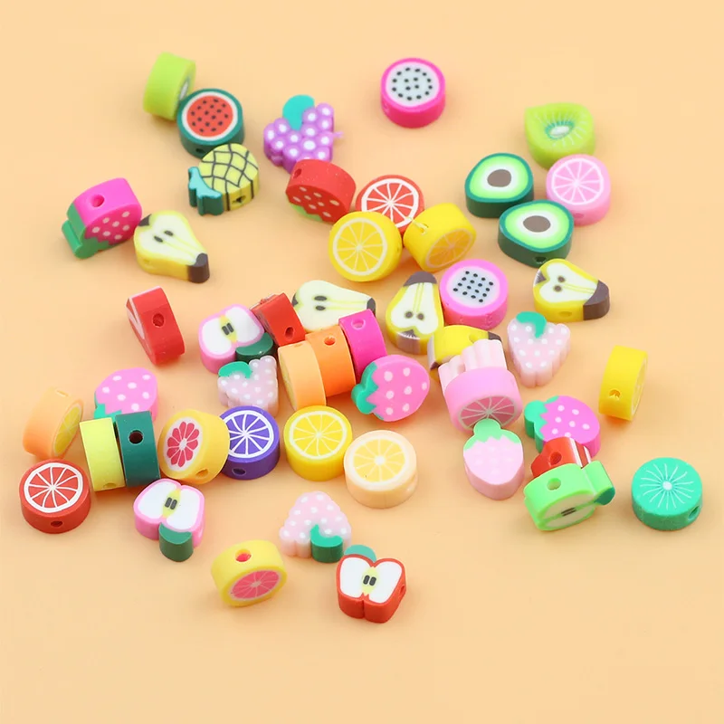 Бусины из полимерной глины в коробке плоские бусины россыпью виде фруктов арбуза