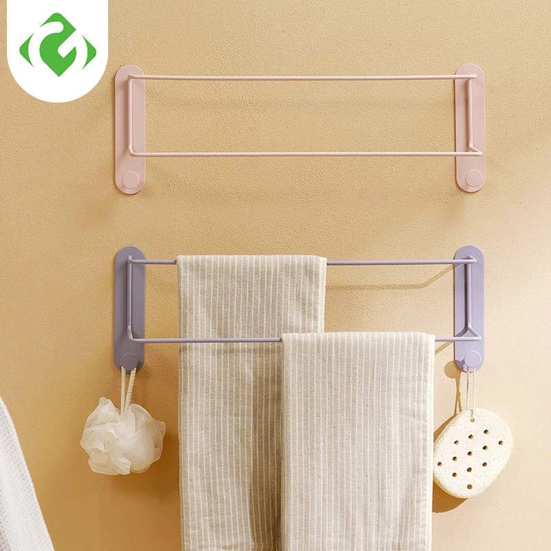 

40cm Movable Towel Rack Towel Hanger Bath Towel Holder Wall Towel Bar Space Iron Bathroom Shelf Kitchen Storage Rack GUANYAO