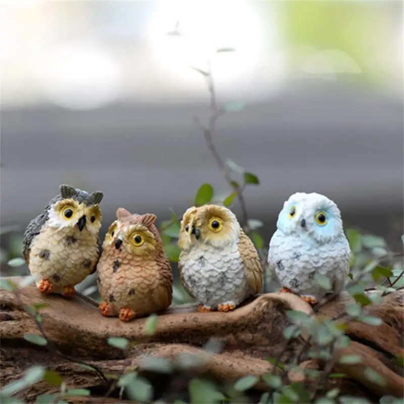

Night Owl Figurine Fairy Tale Garden Mini Animal Statue Toy Resin Miniature Landscape Flower Pot Moss Glass Container Bonsai