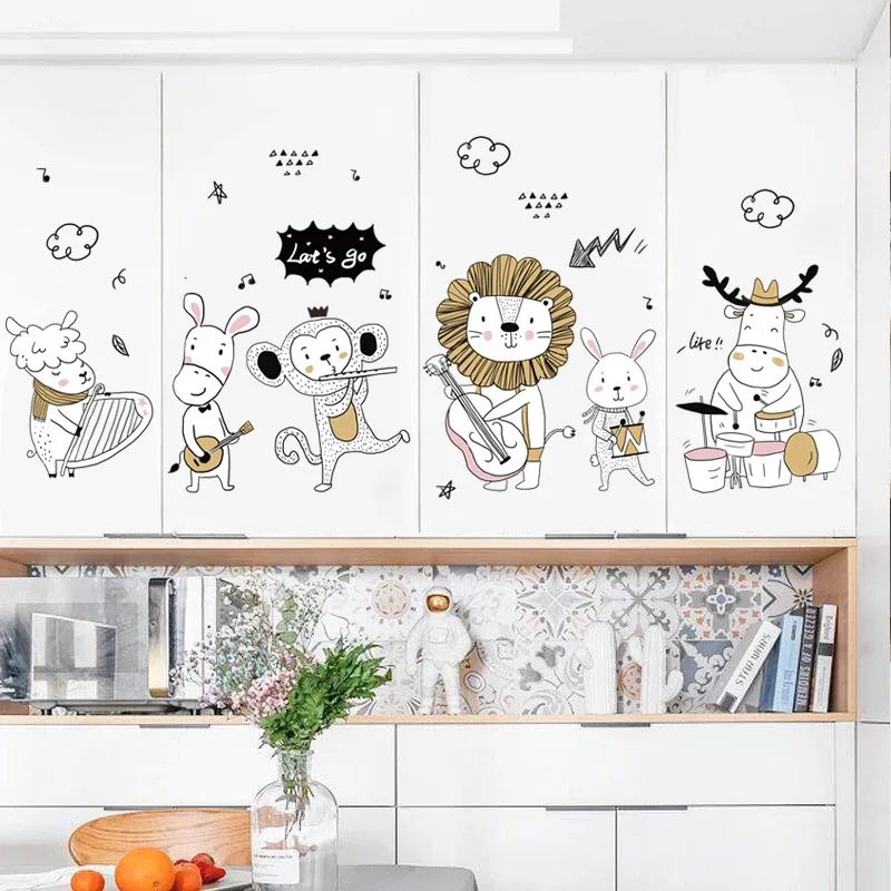 

Наклейки на стену с изображением собаки, гостиной, спальни, домашний декор, Мультяшные животные, самоклеящиеся обои для концерта, постер, на...