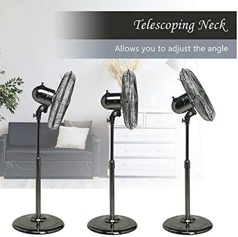 

Pedestal Standing Fan, 3 Speed Oscillating Fan with Adjustable Height, Brushed Copper Antique Fan, 16 inches